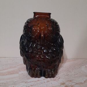 Libbey Amber Glass " Wise Old Owl" Bank